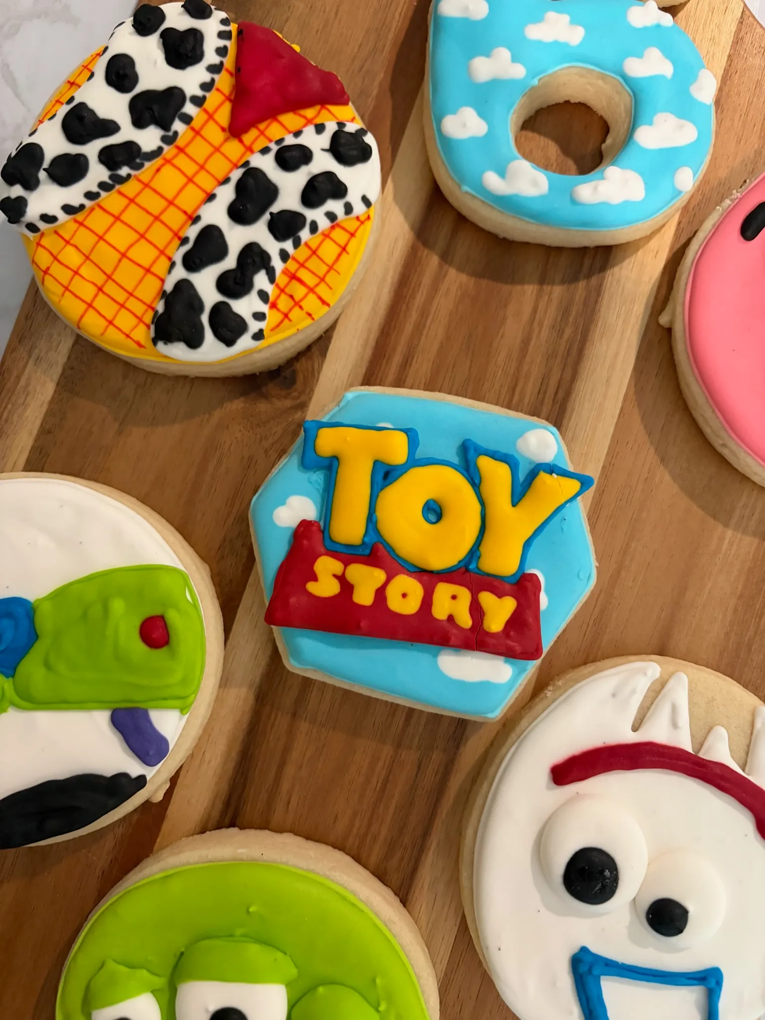 Toy Story character cookies including Buzz, Woody and Jessie